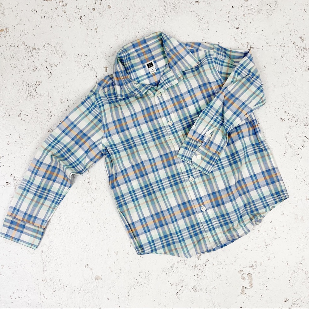 Janie & Jack Plaid Button Down Boy’s Long Sleeve Dress Shirt Size 4